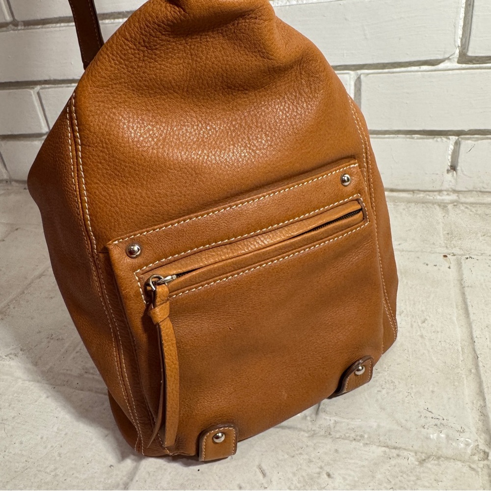 Tignanello Cognac Leather Shoulder Bag